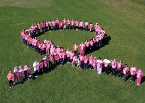Human pink ribbon at MVHS from October, 2024.